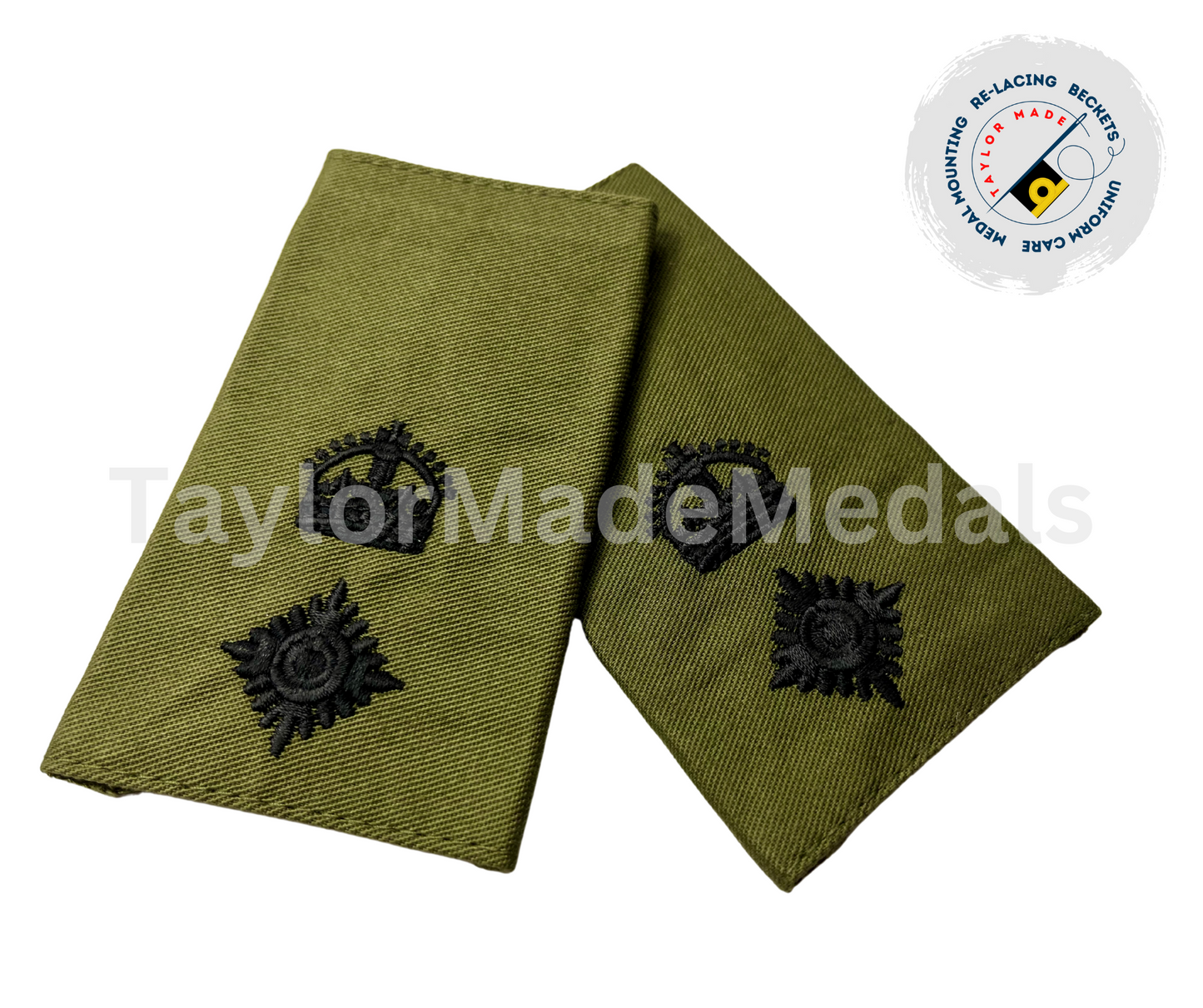 Embroidered Black on Green Rank Slides