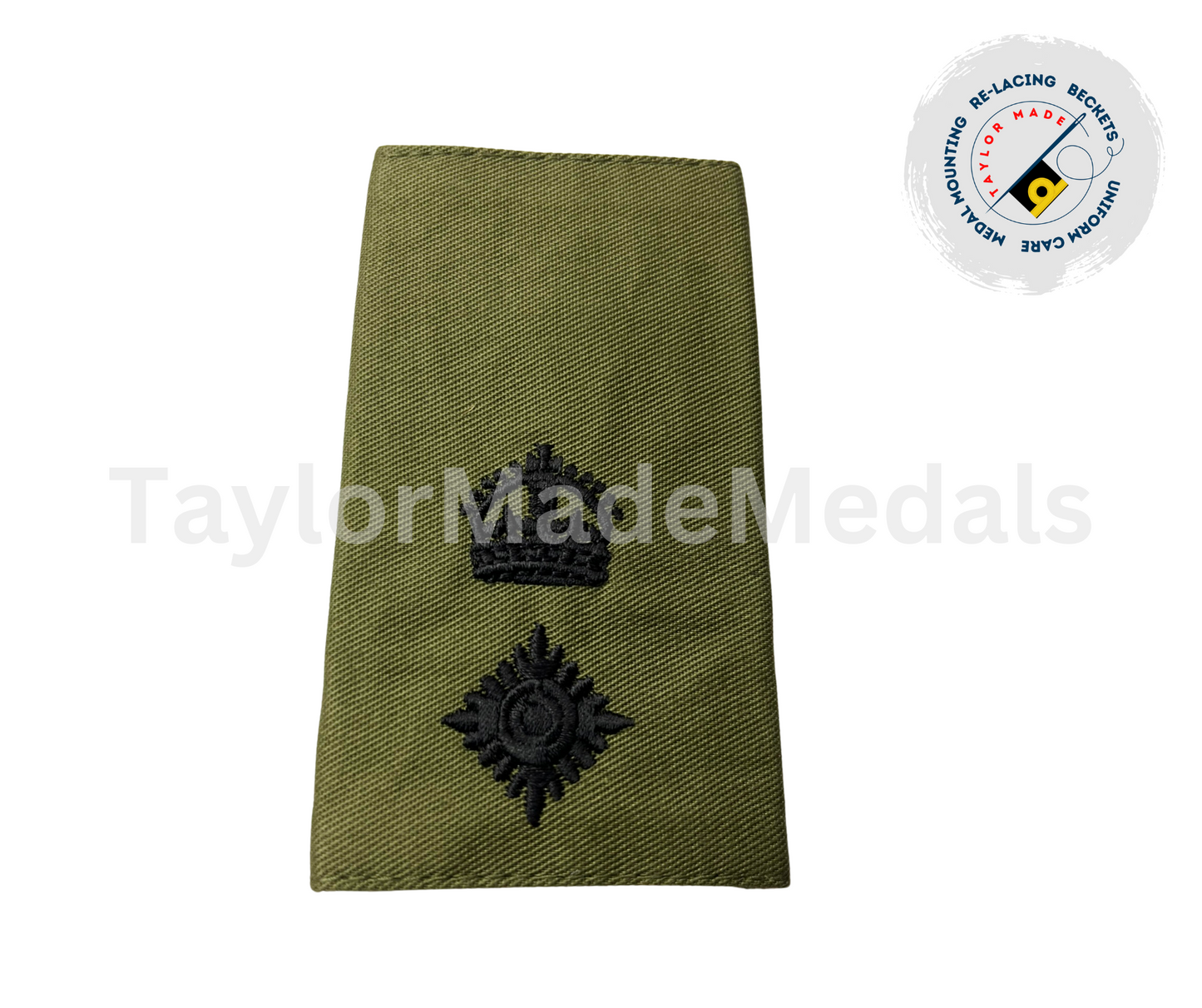 Embroidered Black on Green Rank Slides