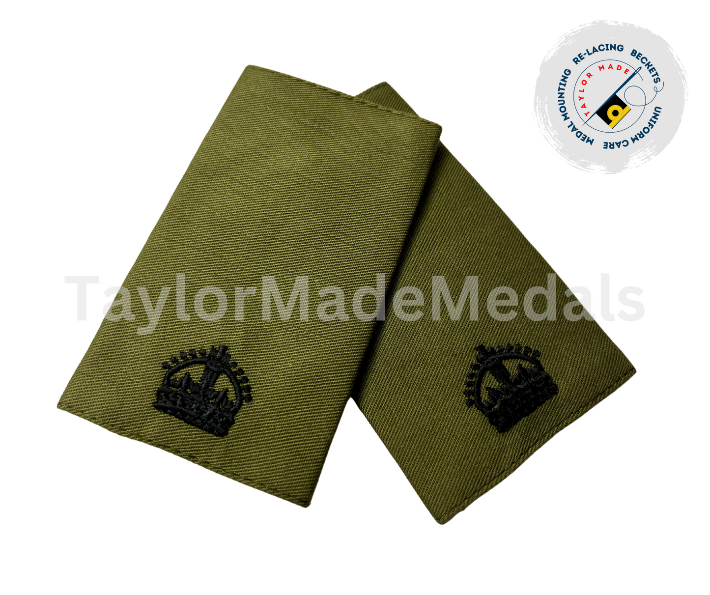 Embroidered Black on Green Rank Slides