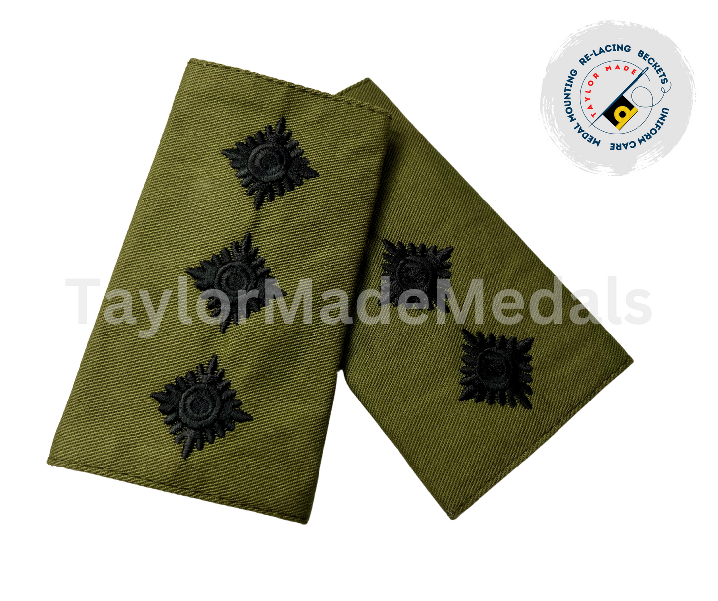 Embroidered Black on Green Rank Slides