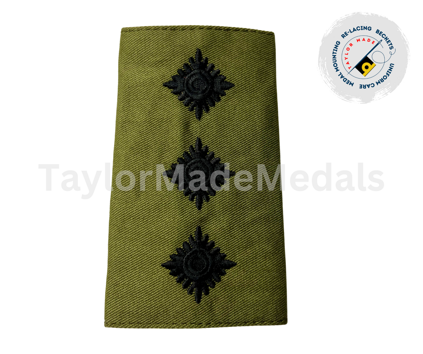 Embroidered Black on Green Rank Slides