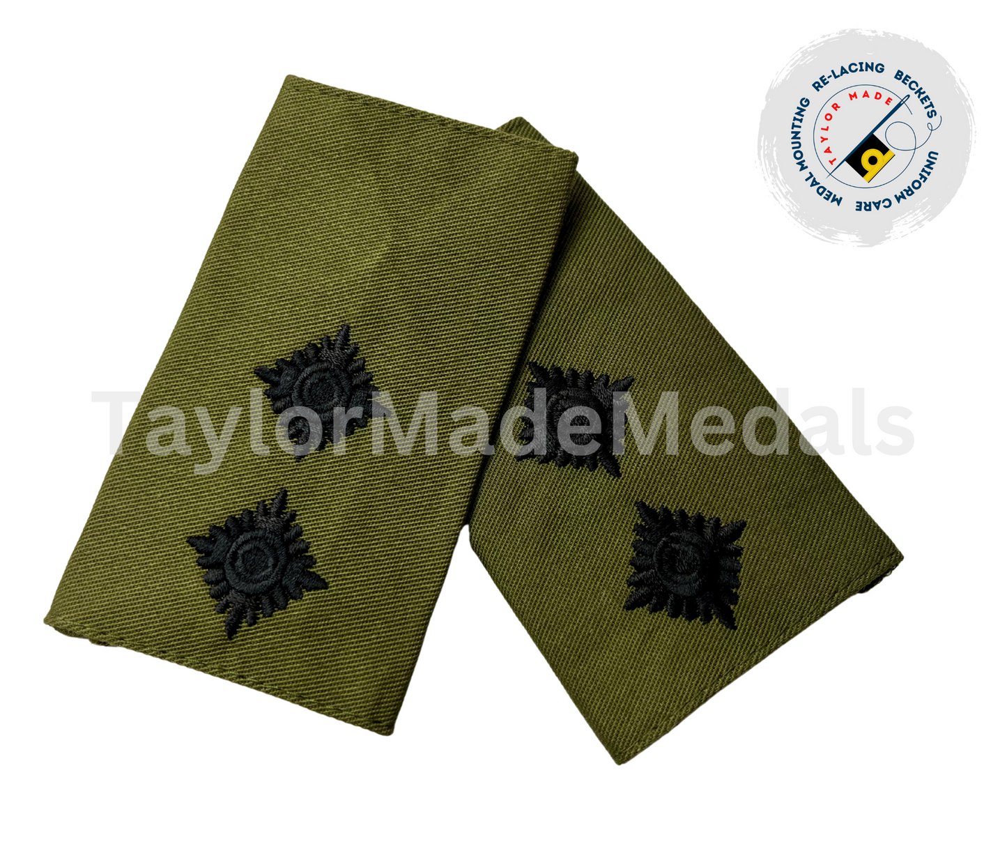 Embroidered Black on Green Rank Slides