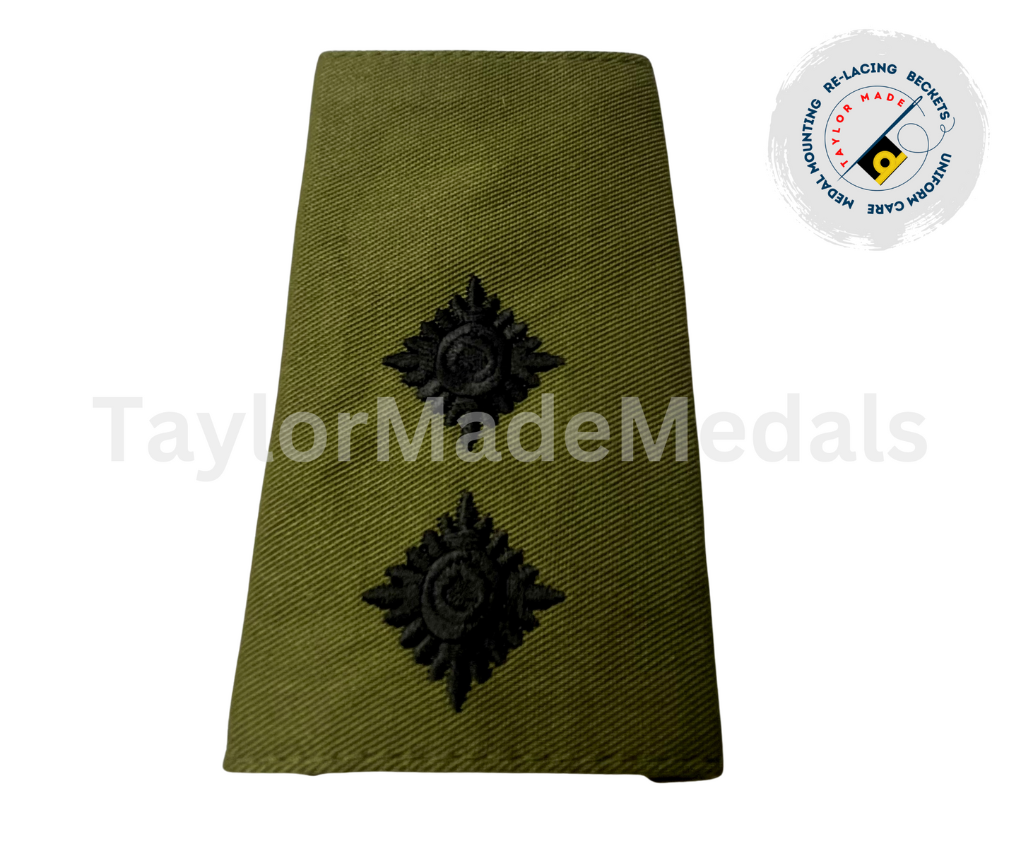 Embroidered Black on Green Rank Slides